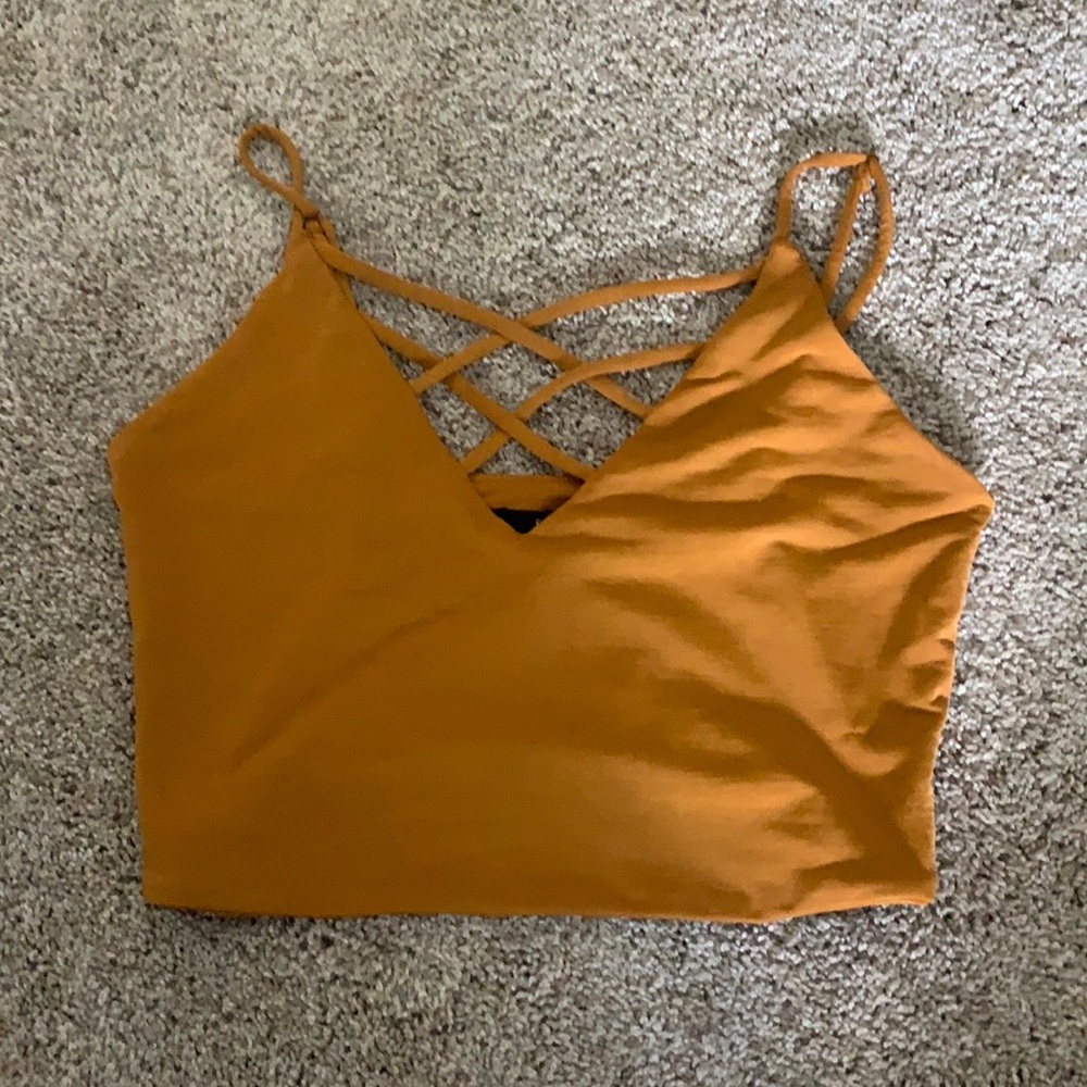 Forever 21 Mustard Crisscross Crop Top. Size S.